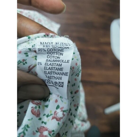 Made In Italy Short Sleeve Floral Print V Neck Maxi Dress White Pink Women's L - Picture 10 of 13